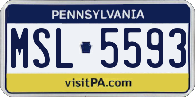 PA license plate MSL5593