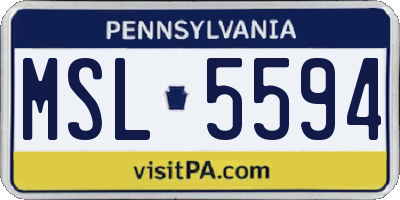 PA license plate MSL5594