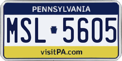 PA license plate MSL5605