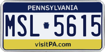 PA license plate MSL5615