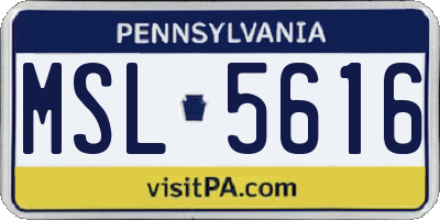 PA license plate MSL5616