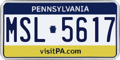 PA license plate MSL5617