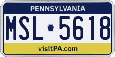 PA license plate MSL5618