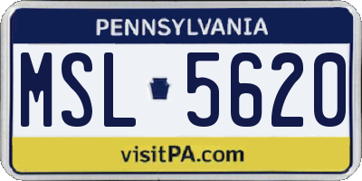 PA license plate MSL5620