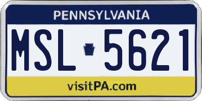 PA license plate MSL5621