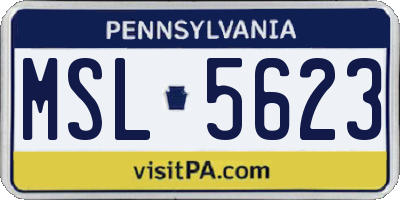PA license plate MSL5623