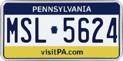 PA license plate MSL5624