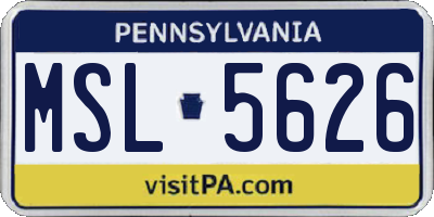 PA license plate MSL5626