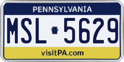 PA license plate MSL5629