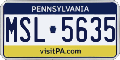 PA license plate MSL5635