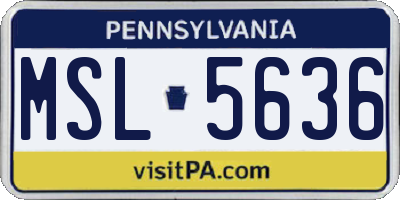 PA license plate MSL5636