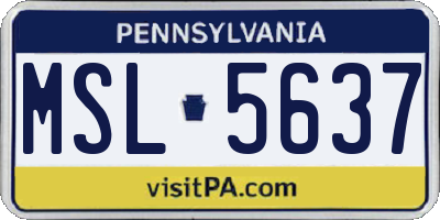 PA license plate MSL5637