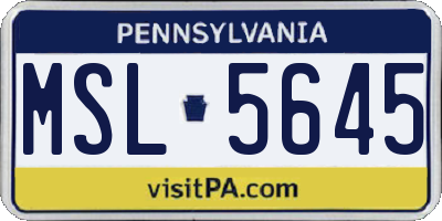 PA license plate MSL5645