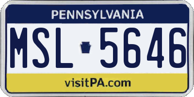 PA license plate MSL5646