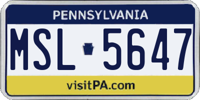 PA license plate MSL5647