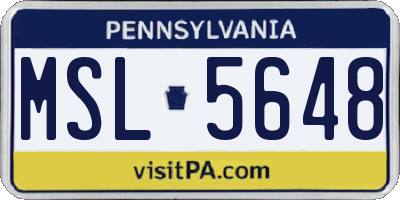 PA license plate MSL5648