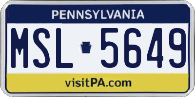 PA license plate MSL5649