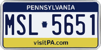 PA license plate MSL5651