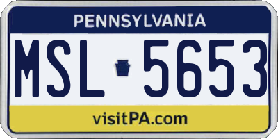 PA license plate MSL5653