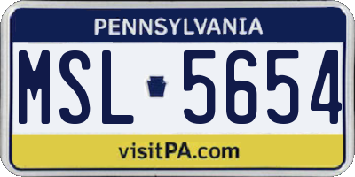 PA license plate MSL5654