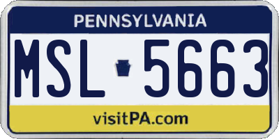 PA license plate MSL5663