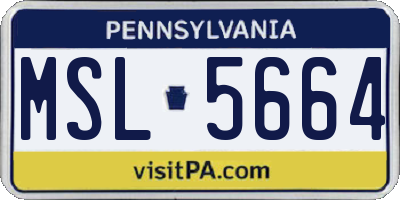 PA license plate MSL5664