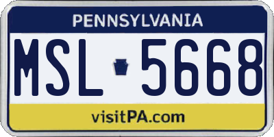 PA license plate MSL5668