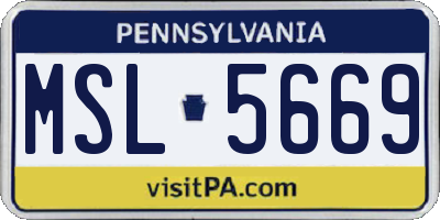 PA license plate MSL5669
