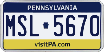 PA license plate MSL5670