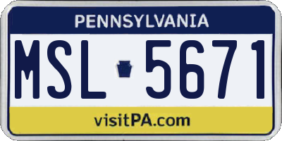 PA license plate MSL5671