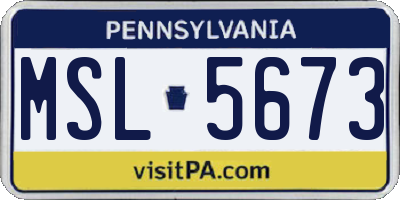 PA license plate MSL5673