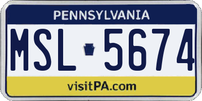 PA license plate MSL5674