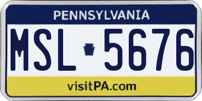 PA license plate MSL5676