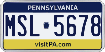 PA license plate MSL5678
