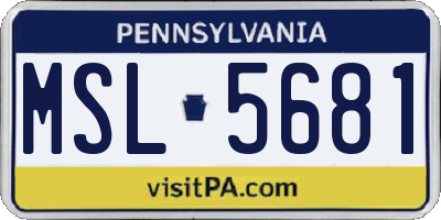 PA license plate MSL5681
