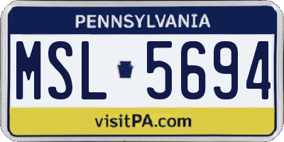 PA license plate MSL5694