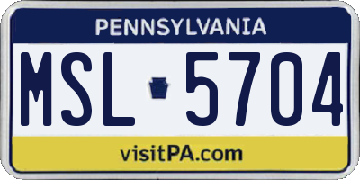 PA license plate MSL5704