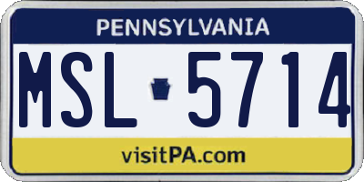 PA license plate MSL5714
