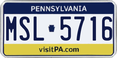 PA license plate MSL5716