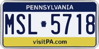 PA license plate MSL5718