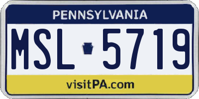 PA license plate MSL5719