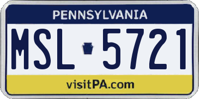 PA license plate MSL5721