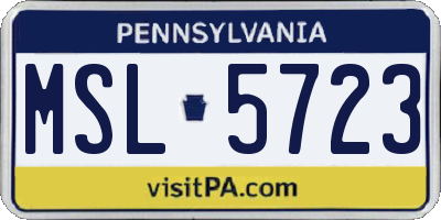 PA license plate MSL5723