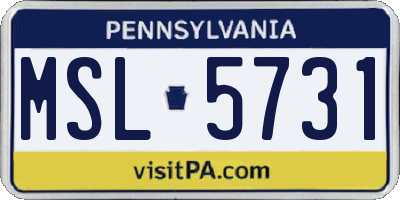 PA license plate MSL5731