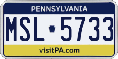 PA license plate MSL5733