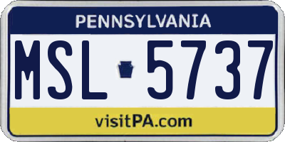 PA license plate MSL5737