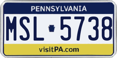 PA license plate MSL5738