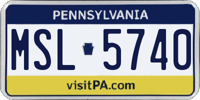 PA license plate MSL5740