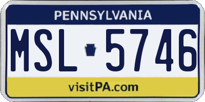 PA license plate MSL5746