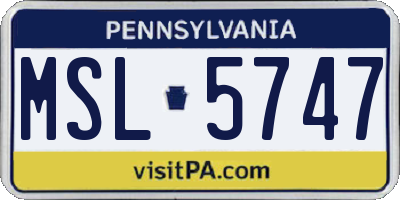 PA license plate MSL5747